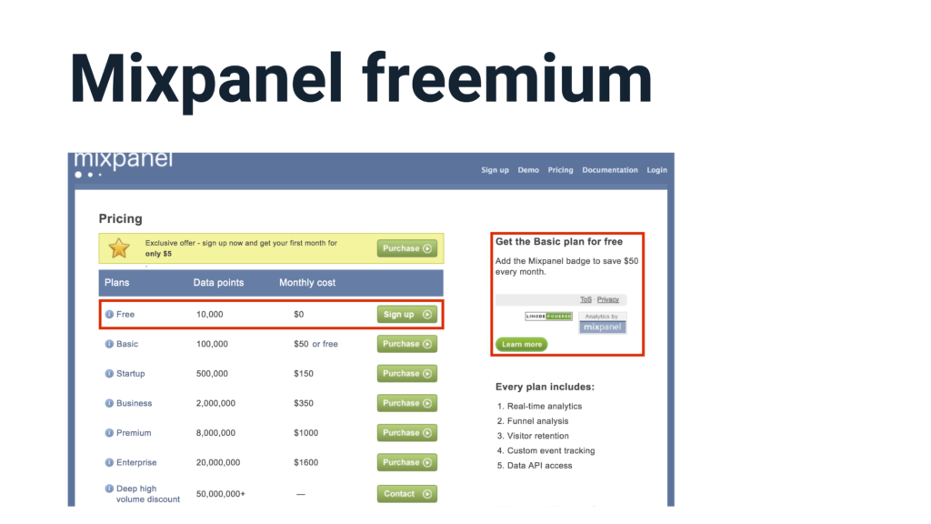 Mixpanel freemium